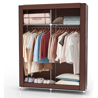 Intirilife Klappschrank - Braun - 108x45x107 cm - Kleiderschrank mit Reißverschluss Intirilife Klappschrank - Braun - 108x45x107 cm - Kleiderschrank mit Reißverschluss