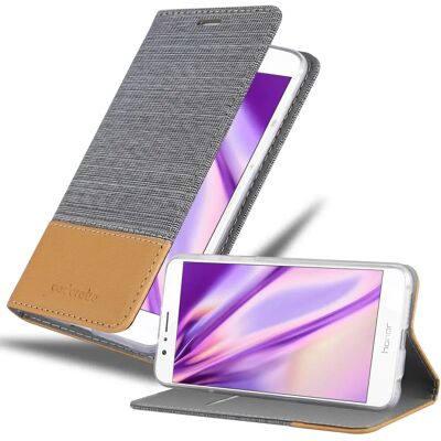 Honor 8 / 8 PREMIUM Jeans Schutz Hülle - Hellgrau-Braun Honor 8 / 8 PREMIUM Jeans Schutz Hülle - Hellgrau-Braun