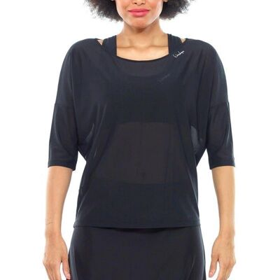 Maglietta Oversize Winshape DT107 - Manica 3/4, Nera Maglietta Oversize Winshape DT107 - Manica 3/4, Nera