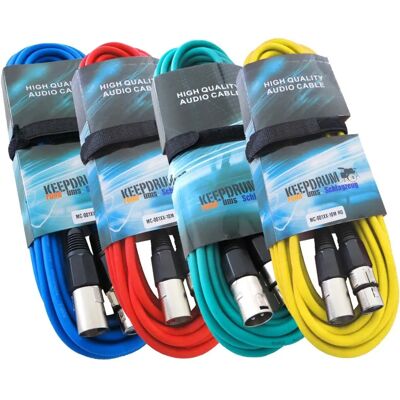 keepdrum - 10m XLR Set RD BL GR YW - 4 Kabel - XLR-Mikrofonkabel keepdrum - 10m XLR Set RD BL GR YW - 4 Kabel - XLR-Mikrofonkabel