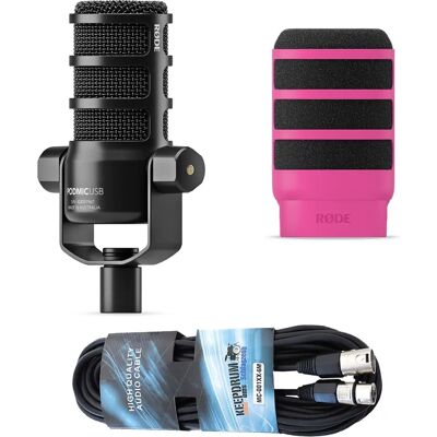 RØDE Podmic USB Mikrofon mit WS14P Windschutz Pink - Podcasting RØDE Podmic USB Mikrofon mit WS14P Windschutz Pink - Podcasting