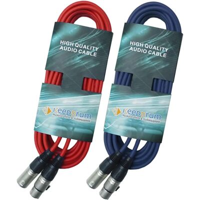 keepdrum - DMX Cable 6m 3-pin XLR - Rot - Blau - DMX Cable keepdrum - DMX Cable 6m 3-pin XLR - Rot - Blau - DMX Cable
