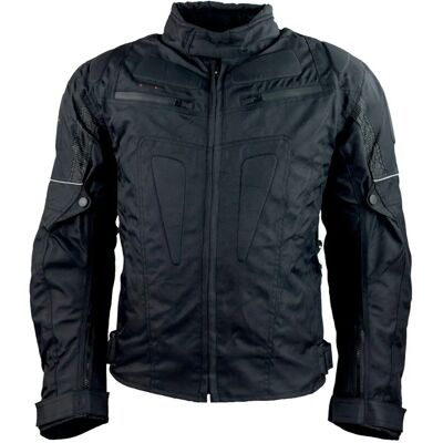 Veste moto ROLEFF RIGA 4XL - Rayures de sécurité, Noir - Publicité Veste moto ROLEFF RIGA 4XL - Rayures de sécurité, Noir - Publicité