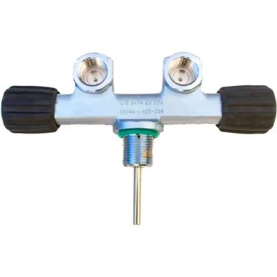 Valvola Doppia OMS Din - Valvola per Bombole di Immersione - Grigia e Nera - 230 Bar Valvola Doppia OMS Din - Valvola per Bombole di Immersione - Grigia e Nera - 230 Bar