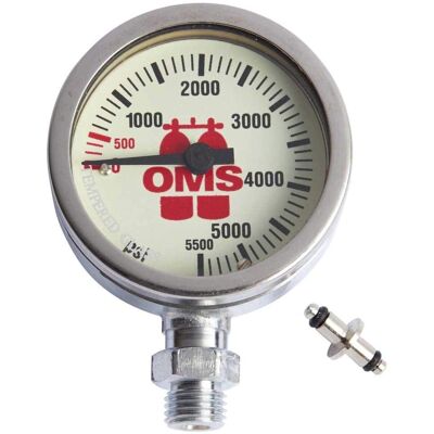 Manómetro Oms 52mm - Vidrio Mineral No Tóxico - 5500 PSI Manómetro Oms 52mm - Vidrio Mineral No Tóxico - 5500 PSI