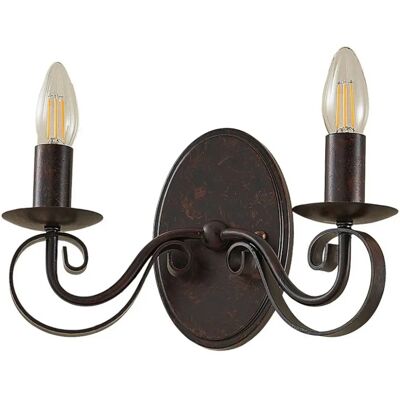 Lucande Caleb Applique da Parete - Marrone Ossido - Due Luci - Design Classico Lucande Caleb Applique da Parete - Marrone Ossido - Due Luci - Design Classico