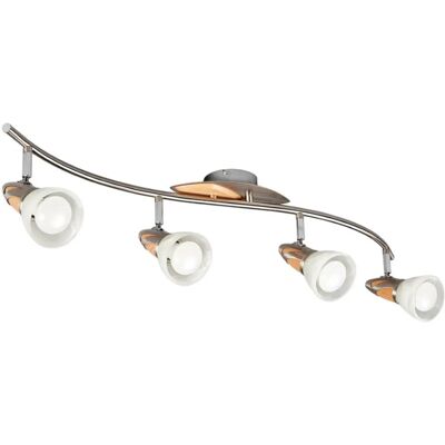 Lindby - Marena - Deckenleuchte mit 4 Leuchten, Glas & Holz, E14 R50 - Nickel Satin Lindby - Marena - Deckenleuchte mit 4 Leuchten, Glas & Holz, E14 R50 - Nickel Satin