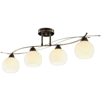 Lindby Leanda Ceiling Light - 4 Lights - White & Antique Brass - Ceiling Lamp Lindby Leanda Ceiling Light - 4 Lights - White & Antique Brass - Ceiling Lamp