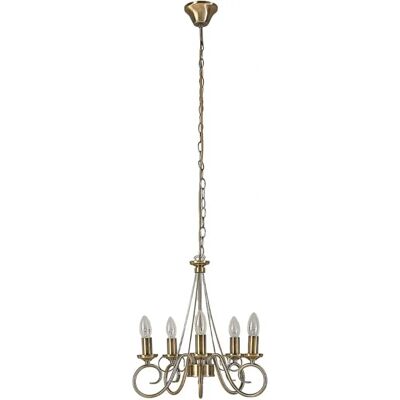Lampadario Lindby Marnia - 5 luci in ottone vintage - Ø 40cm Lampadario Lindby Marnia - 5 luci in ottone vintage - Ø 40cm
