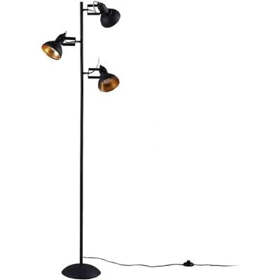 Lindby - Industrialna lampa stojąca Lilly z 3 kloszami - czarny i złoty Lindby - Industrialna lampa stojąca Lilly z 3 kloszami - czarny i złoty