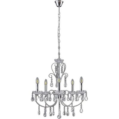 Lucande Solveig Crystal Chandelier - 5 Lights - Silver Lucande Solveig Crystal Chandelier - 5 Lights - Silver