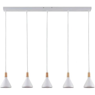 Lindby Suspension blanche 5 lumières - Design moderne en métal Lindby Suspension blanche 5 lumières - Design moderne en métal