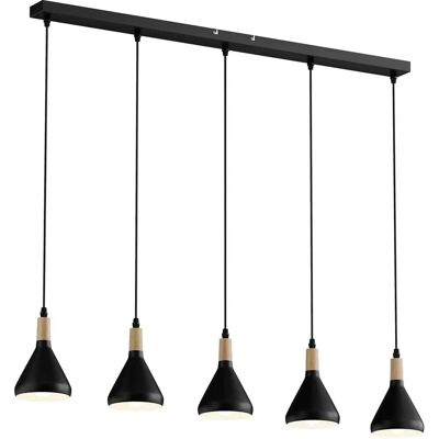 Lindby Arina Moderne Zwarte Hanglamp - 5 Schermen voor Woon- & Eetkamer Lindby Arina Moderne Zwarte Hanglamp - 5 Schermen voor Woon- & Eetkamer