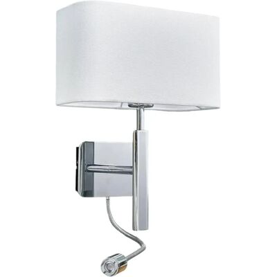 Lucande White Textile Wall Lamp with Reading Arm - Wall Light Lucande White Textile Wall Lamp with Reading Arm - Wall Light