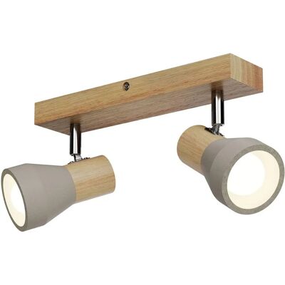 Lindby Filiz Lampada da soffitto e parete in cemento e legno, 2 luci Lindby Filiz Lampada da soffitto e parete in cemento e legno, 2 luci