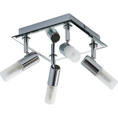 Lindby Silver Modern Bathroom Ceiling Light - 4 G9 Lindby Silver Modern Bathroom Ceiling Light - 4 G9