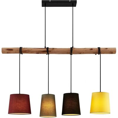 Lampada Sospesa Lindby Moskau - Tessuto Colorato, Legno, E27 Lampada Sospesa Lindby Moskau - Tessuto Colorato, Legno, E27