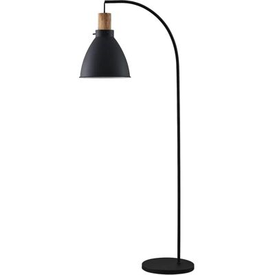 Lindby Trebale lampa stojąca - Czarny metal i drewno - 154cm Lindby Trebale lampa stojąca - Czarny metal i drewno - 154cm