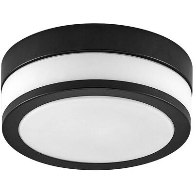 Lindby Czarna satynowa lampa sufitowa - Łazienka, Ø 23 cm Lindby Czarna satynowa lampa sufitowa - Łazienka, Ø 23 cm