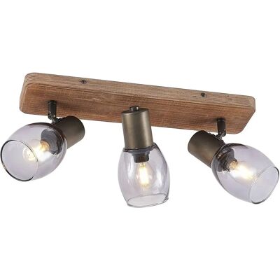 Lindby Ineska Plafonnier - 3 Lumières, Angulaire, Bois & Verre Fumé Lindby Ineska Plafonnier - 3 Lumières, Angulaire, Bois & Verre Fumé
