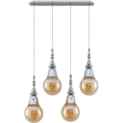 Lucande Gesja Silver 4-Lamp Modern Pendant - Lighting Lucande Gesja Silver 4-Lamp Modern Pendant - Lighting