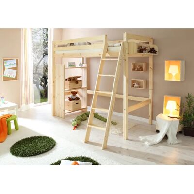 TICAA Beiges Hochbett mit Sicherheitsgeländern - Hochbett TICAA Beiges Hochbett mit Sicherheitsgeländern - Hochbett