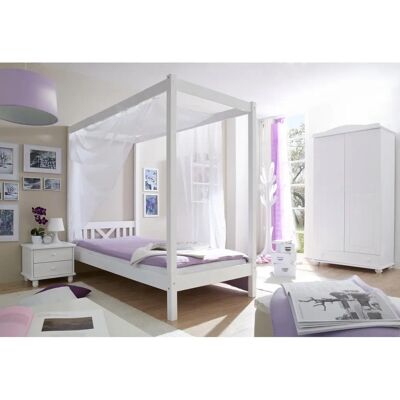 TICAA LaLuna Weiß Himmelbett aus Massivholz Kiefer TICAA LaLuna Weiß Himmelbett aus Massivholz Kiefer
