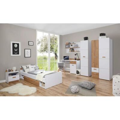 Jugendzimmer-Set TICAA Lori - Weiß, 80x190 cm Jugendzimmer-Set TICAA Lori - Weiß, 80x190 cm