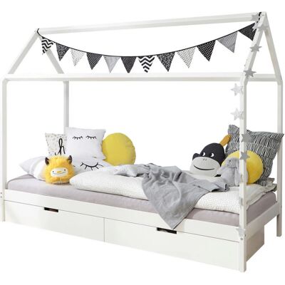 MID.YOU Kinderbett 90/200 cm Kiefer Weiss - Child Bed MID.YOU Kinderbett 90/200 cm Kiefer Weiss - Child Bed