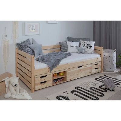 Mid.You Natürliches Stauraum-Bett - 90x200 cm - Skandinavisches Design Mid.You Natürliches Stauraum-Bett - 90x200 cm - Skandinavisches Design