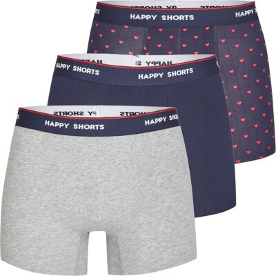 Happy Shorts Modell 3er Pack Boxershorts - Herren, Rot Herz Happy Shorts Modell 3er Pack Boxershorts - Herren, Rot Herz