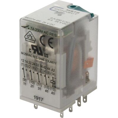Relais METZ CONNECT MC274-4W 24 V DC - Industriel, 4 contacts Relais METZ CONNECT MC274-4W 24 V DC - Industriel, 4 contacts