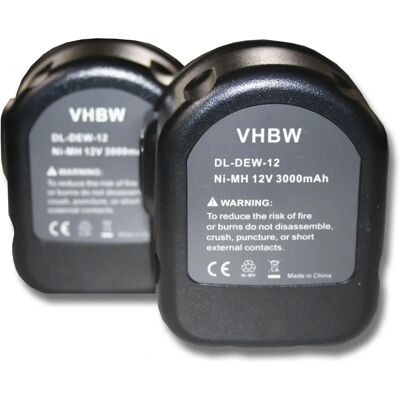 VHBW 2x Batería Ni-mh 3000mah (12v) Para Würth 700900320, Power Dewalt 152250-27 - Batería VHBW 2x Batería Ni-mh 3000mah (12v) Para Würth 700900320, Power Dewalt 152250-27 - Batería