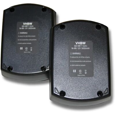 vhbw 2x Batteria per Metabo BZ 12 Serie - 12V 3000mAh NiMH vhbw 2x Batteria per Metabo BZ 12 Serie - 12V 3000mAh NiMH