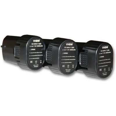 vhbw 3x Batería para Makita BL7010 - 7.2V, 2000mAh, Iones de Litio vhbw 3x Batería para Makita BL7010 - 7.2V, 2000mAh, Iones de Litio