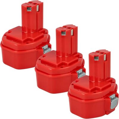 vhbw Batería Makita 3-Pack - 14.4V, 3000mAh NiMH - Rojo vhbw Batería Makita 3-Pack - 14.4V, 3000mAh NiMH - Rojo