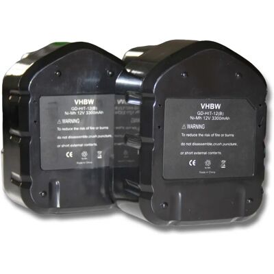 vhbw Batería Hitachi 2x - 3300mAh NiMH, 12V - Negro vhbw Batería Hitachi 2x - 3300mAh NiMH, 12V - Negro