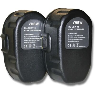 vhbw Confezione di Batterie Dewalt - 18V 3000mAh NiMH, 2x vhbw Confezione di Batterie Dewalt - 18V 3000mAh NiMH, 2x