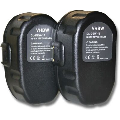 vhbw 2x Batteria per Dewalt - 18V 3000mAh NiMH Batteria utensili vhbw 2x Batteria per Dewalt - 18V 3000mAh NiMH Batteria utensili