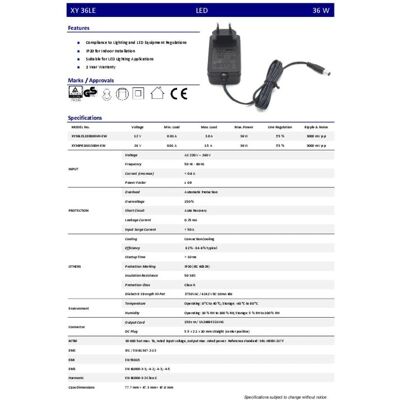 Dehner Elektronik XY 36LE-1203000VH-EW LED Transformer - Reliable 36W 12V/DC Dehner Elektronik XY 36LE-1203000VH-EW LED Transformer - Reliable 36W 12V/DC