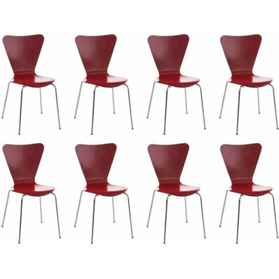 CLP - Set 8x Sedie Conferenza Rosso - Sedile in legno ergonomico CLP - Set 8x Sedie Conferenza Rosso - Sedile in legno ergonomico