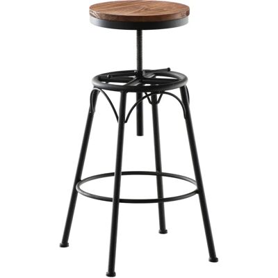 Taburete de barra de madera y metal industrial CLP - Altura ajustable - Negro Taburete de barra de madera y metal industrial CLP - Altura ajustable - Negro