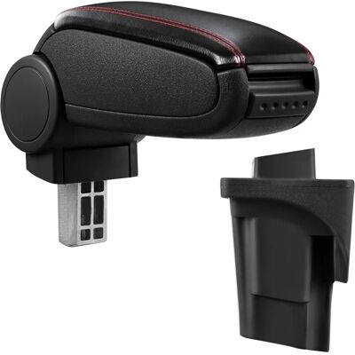 Pro.tec Mittelarmlehne für Seat León 1P - Schwarz mit Roter Naht - Mit Stauraum - Einfache Montage Pro.tec Mittelarmlehne für Seat León 1P - Schwarz mit Roter Naht - Mit Stauraum - Einfache Montage