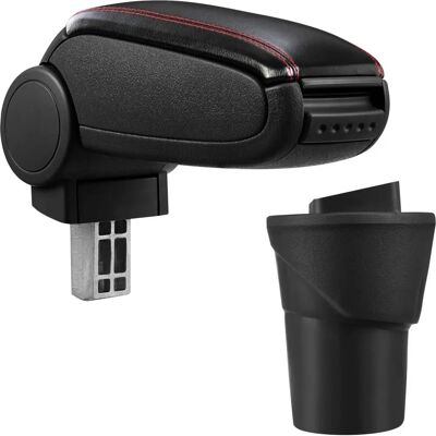 Pro.tec Nissan Micra K13 Mittelarmlehne - Kunstleder, Schwarz, Rote Nähte Pro.tec Nissan Micra K13 Mittelarmlehne - Kunstleder, Schwarz, Rote Nähte