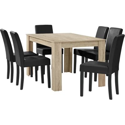 en.casa Möbelset - Eleganter Esstisch mit 6 Stühlen en.casa Möbelset - Eleganter Esstisch mit 6 Stühlen