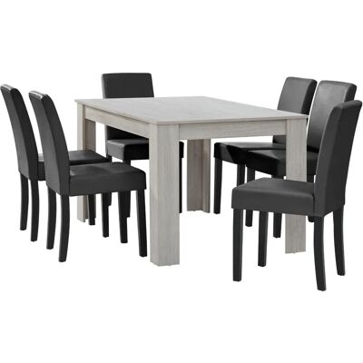 en.casa Esszimmertisch und Stuhlset - Eiche Grau - 140x90cm en.casa Esszimmertisch und Stuhlset - Eiche Grau - 140x90cm