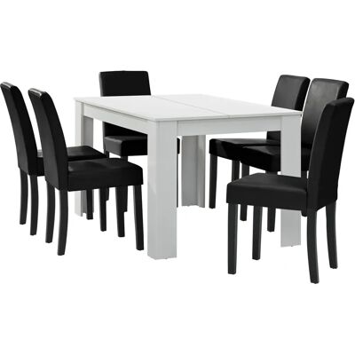 en.casa Essgruppen - Schwarz/Weiß - 140x90cm - 6 Stühle en.casa Essgruppen - Schwarz/Weiß - 140x90cm - 6 Stühle