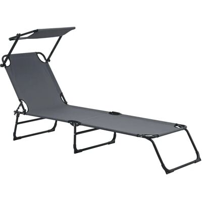 Casa.pro Faltbare Sonnenliege mit Sonnendach - 187x53x27cm Casa.pro Faltbare Sonnenliege mit Sonnendach - 187x53x27cm