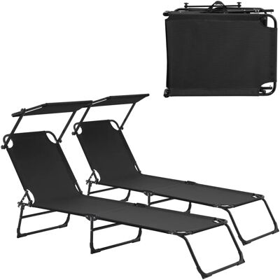 Casa.pro Lomeda Set aus 2 verstellbaren Sonnenliegen - Garten oder Strand Casa.pro Lomeda Set aus 2 verstellbaren Sonnenliegen - Garten oder Strand