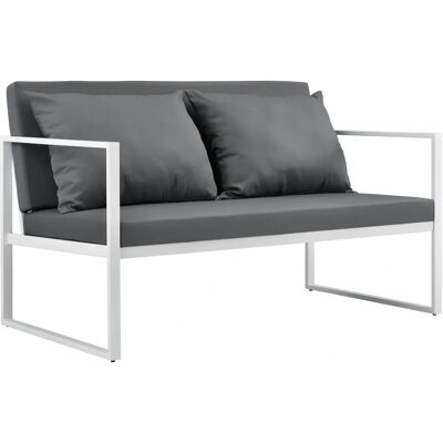CASA.PRO Gartensofa - 70x114x60 cm Grau/Weiß - Außenmöbel mit Polster CASA.PRO Gartensofa - 70x114x60 cm Grau/Weiß - Außenmöbel mit Polster